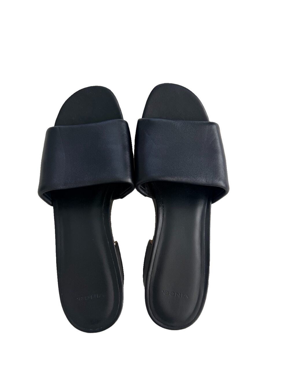 VINCE Black Margo Platform Leather Slip on Sandals Heels Sz 10 EUR 41 EUC